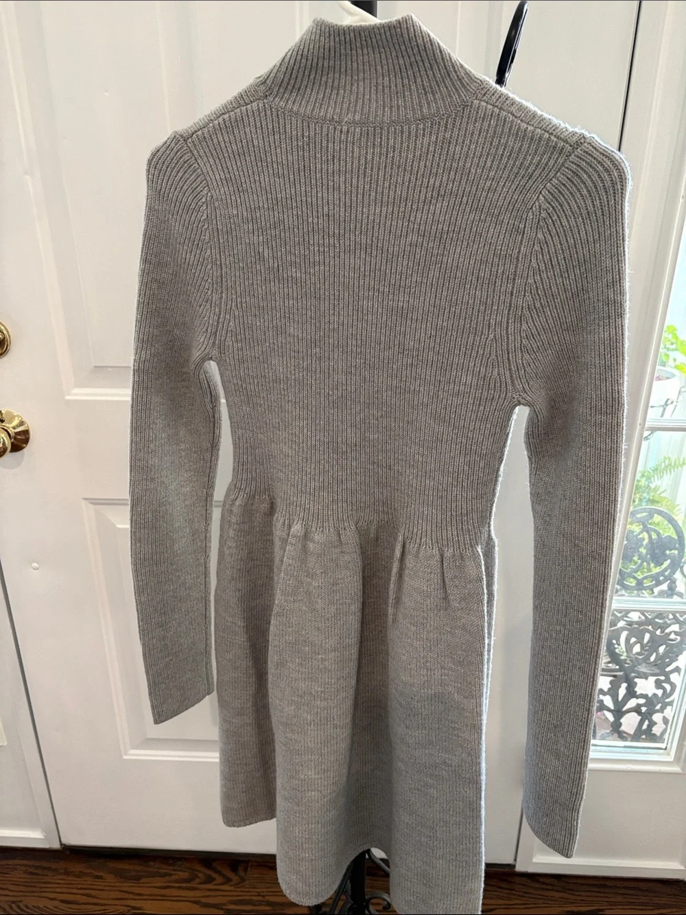 Rebecca Taylor Gray Ribbed Knit Turtleneck Dress